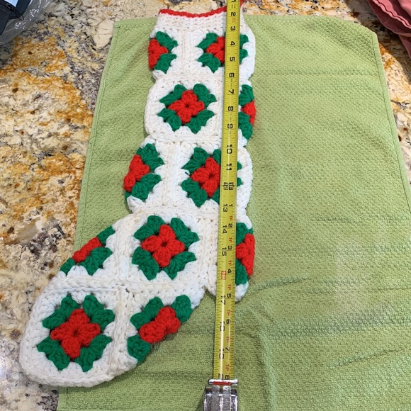 Vintage Crocheted Christmas Stocking Granny Square - Picture 2 of 4
